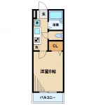 三鷹駅徒歩2分、三鷹市下連雀3丁目のBT別システムキッチン付1K賃貸マンション(間取)