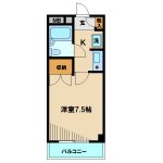 【ウエストコート】武蔵野市中町2丁目賃貸1Kマンション(間取図)
